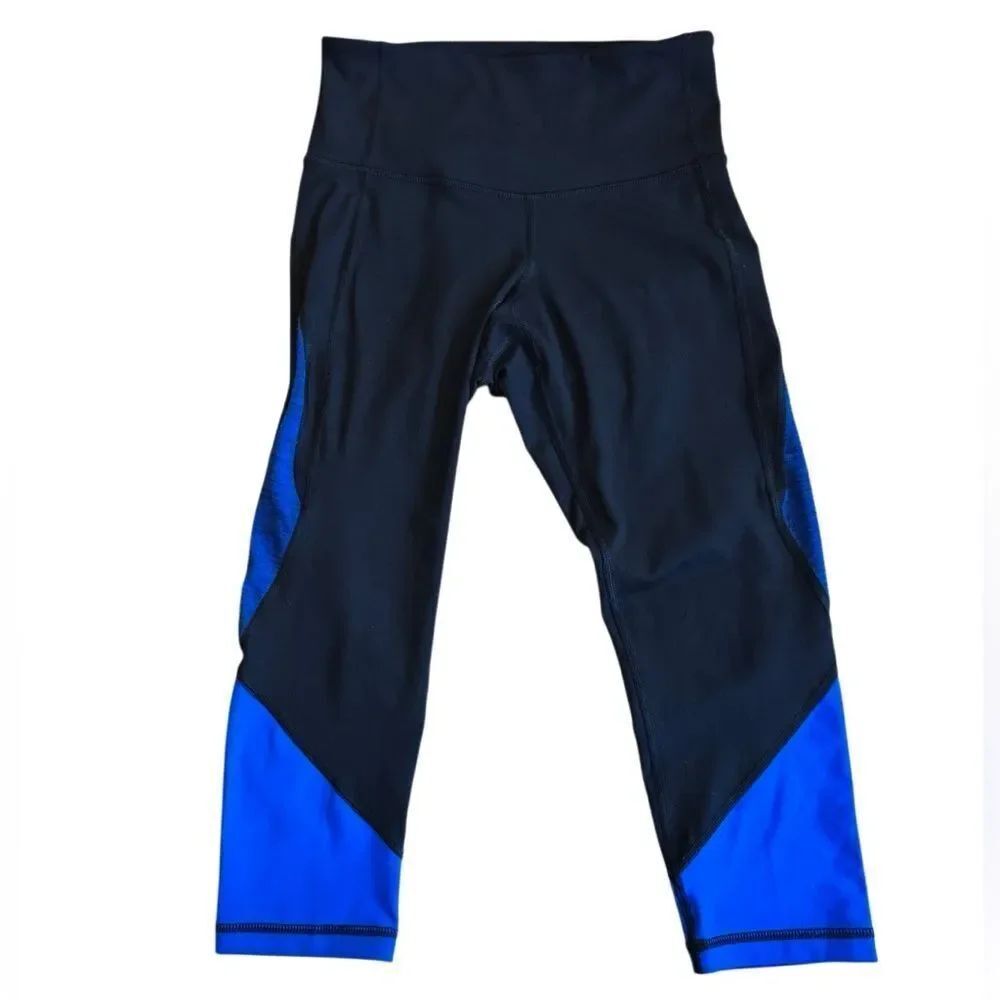 Old Navy Active Go Dry Women's Cropped Black & Blue Leggings Size Medium